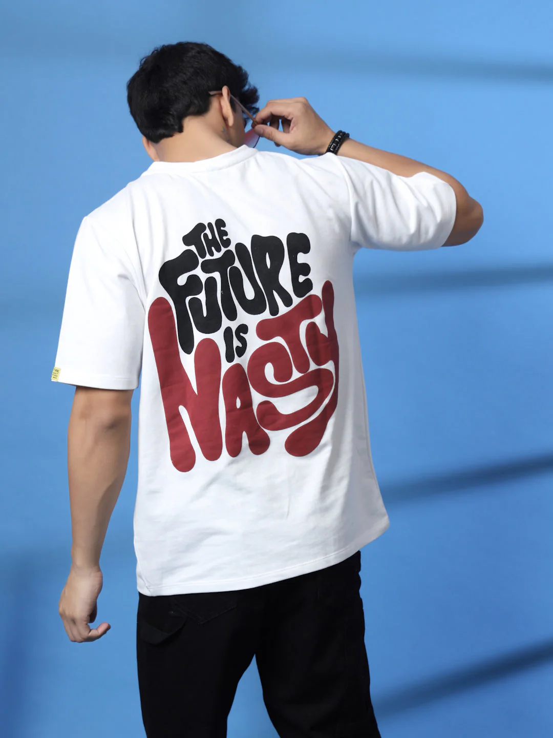 Men White Terry Oversized Printed T-shirt