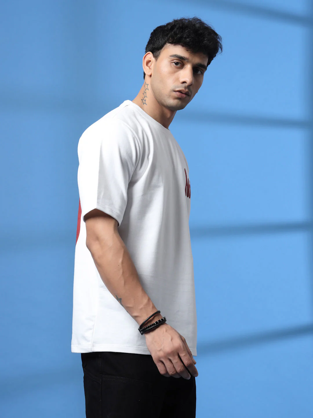 Men White Terry Oversized Printed T-shirt - Image 4