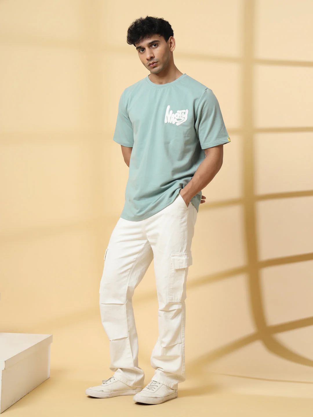 Men White Terry Oversized Printed T-shirt - Image 7