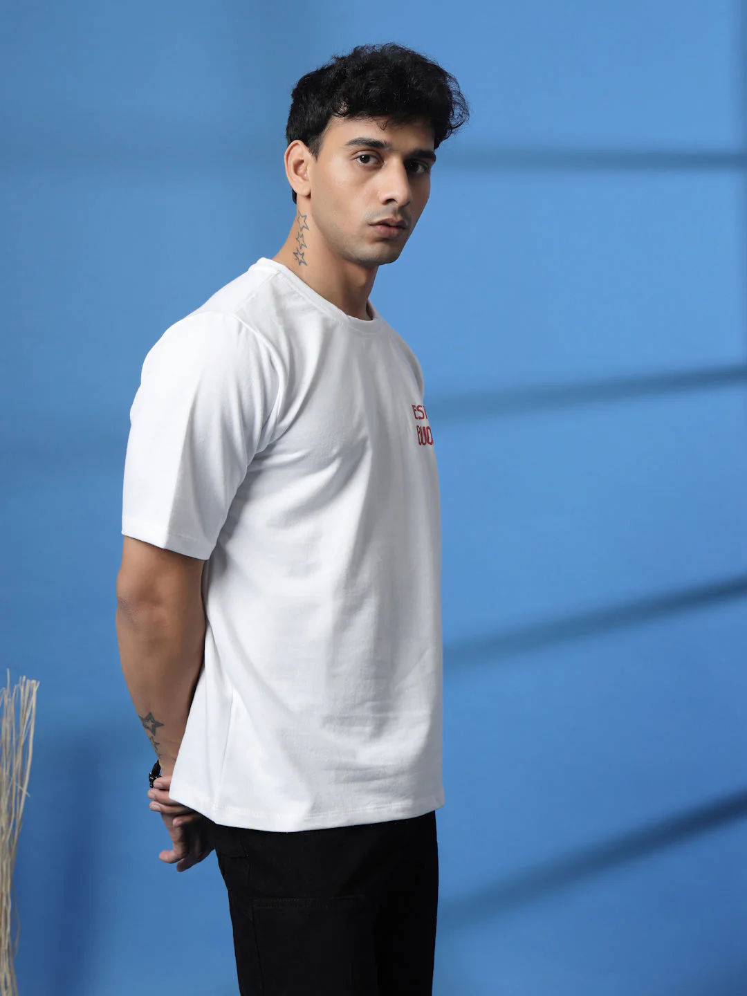 Men White Typography Oversized T-shirt - Image 3