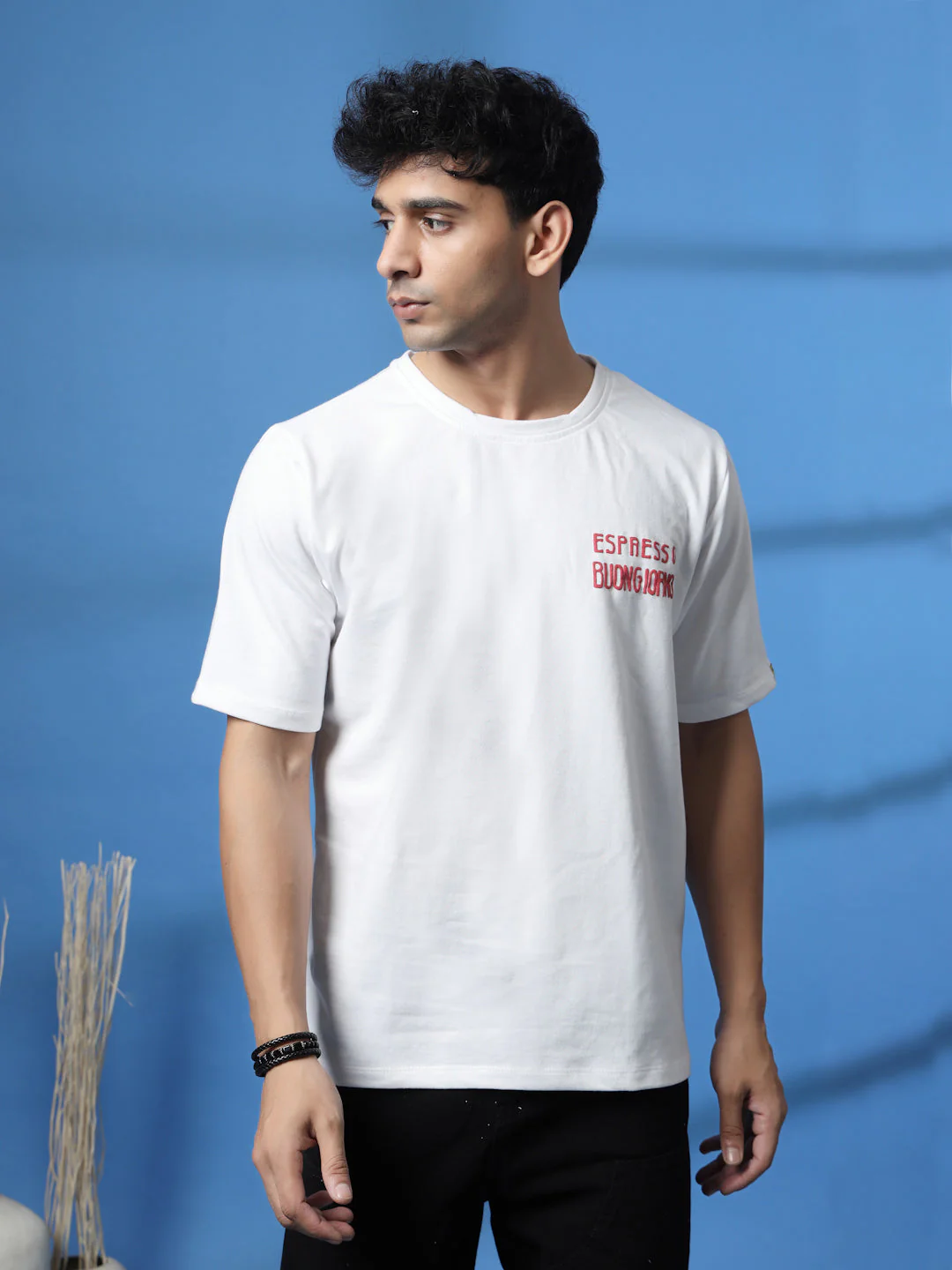 Men White Typography Oversized T-shirt - Image 4