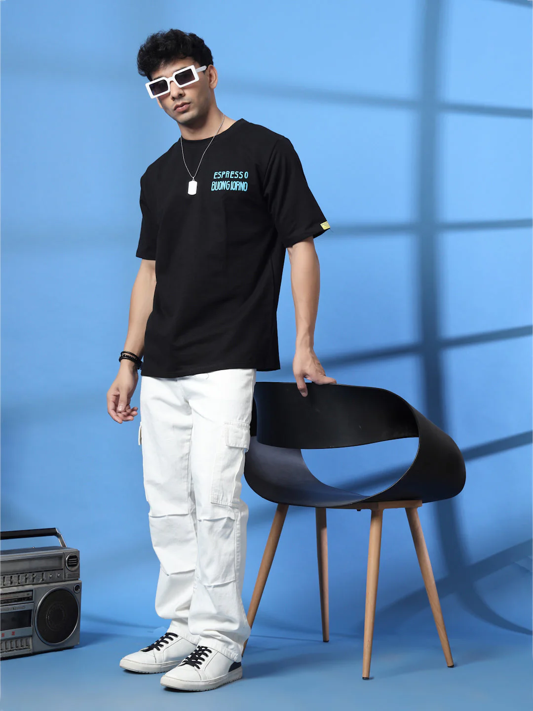 Men White Typography Oversized T-shirt - Image 7