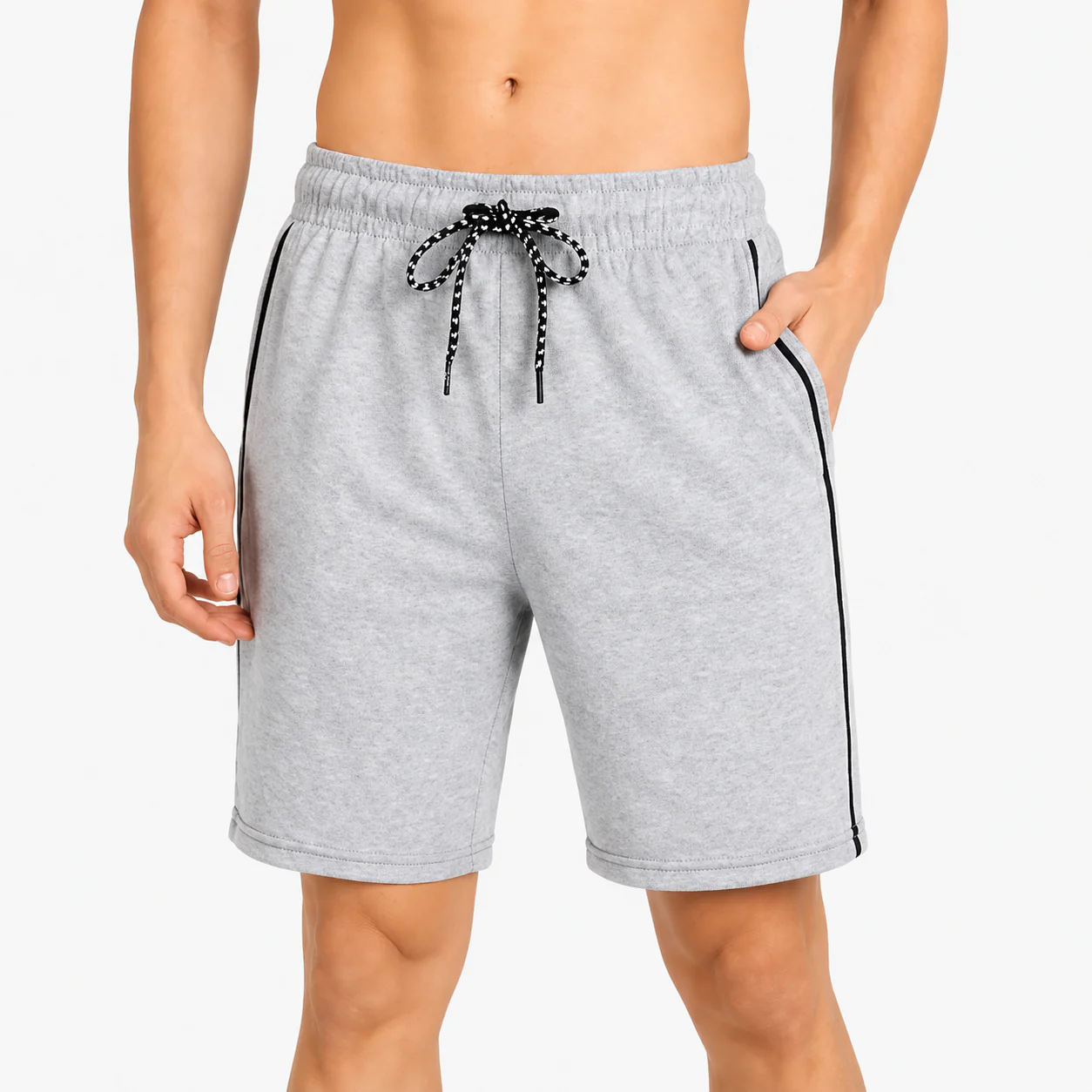Men's Grey Casual Shorts | Soft Hosiery Fabric | Regular Fit | Side Pockets | Summer Wear - Image 2