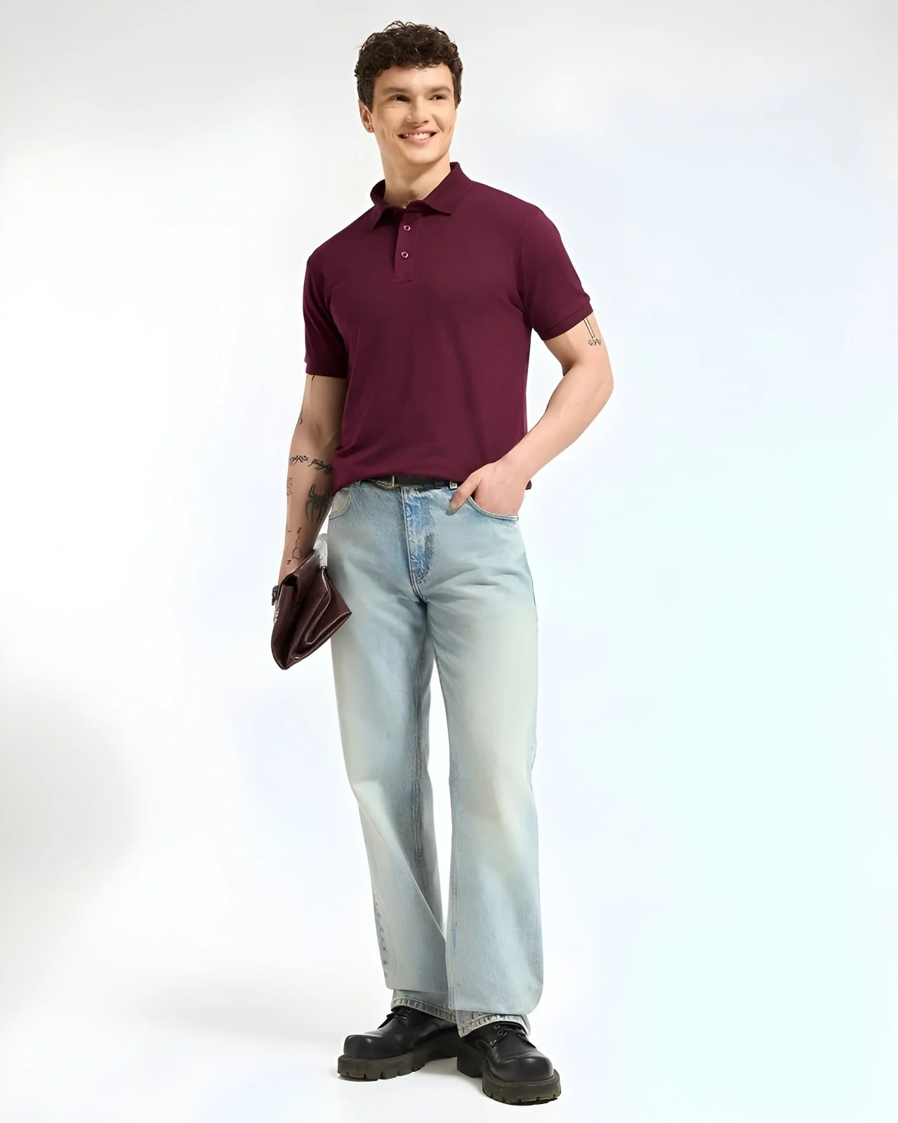 Men's Polo- Mehroon - Image 3
