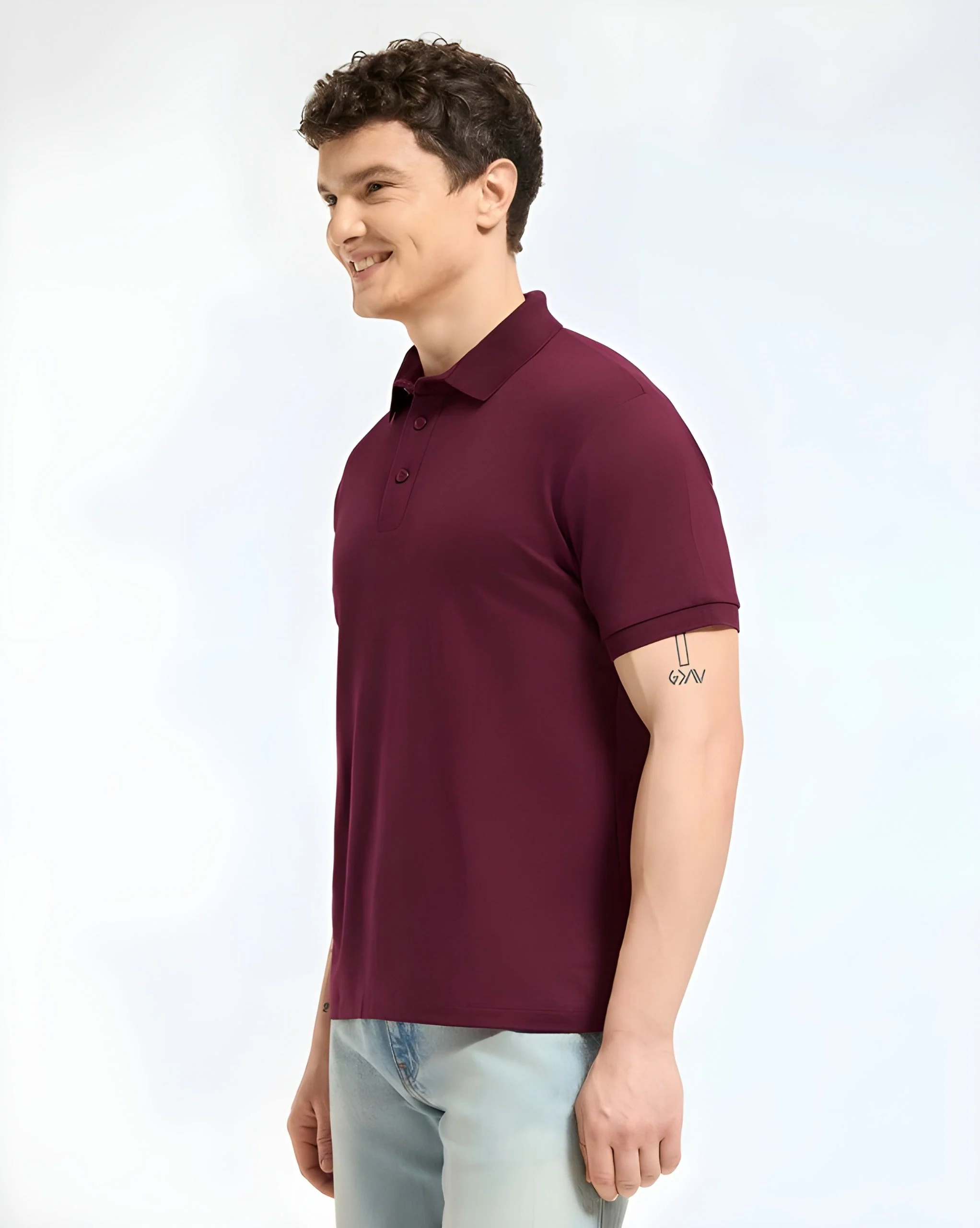Men's Polo- Mehroon - Image 4