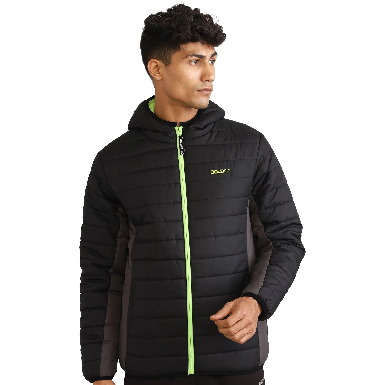 Mens Winter Bomber Jacket - Charcoal Black - Image 10