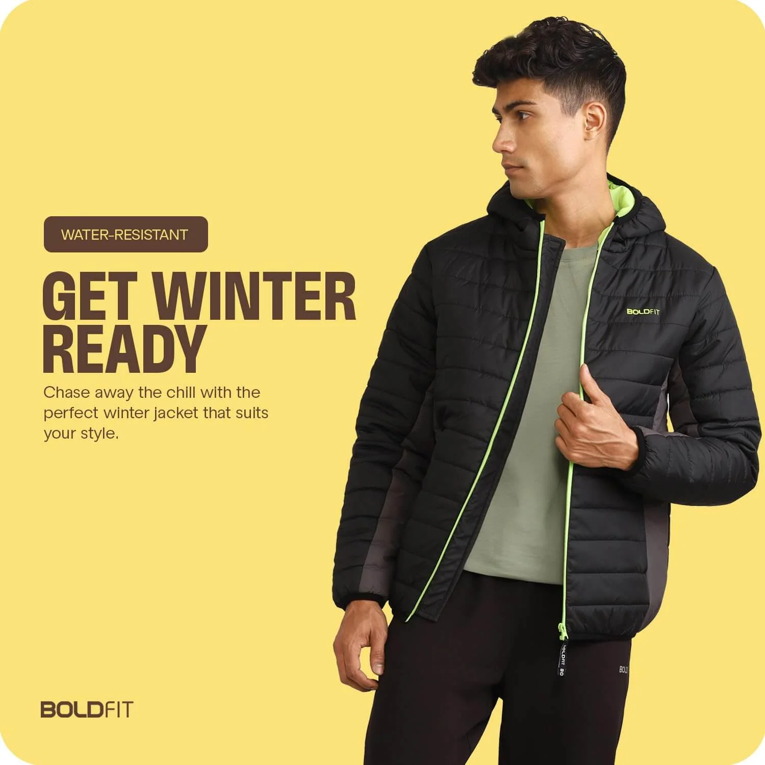 Mens Winter Bomber Jacket - Charcoal Black - Image 2