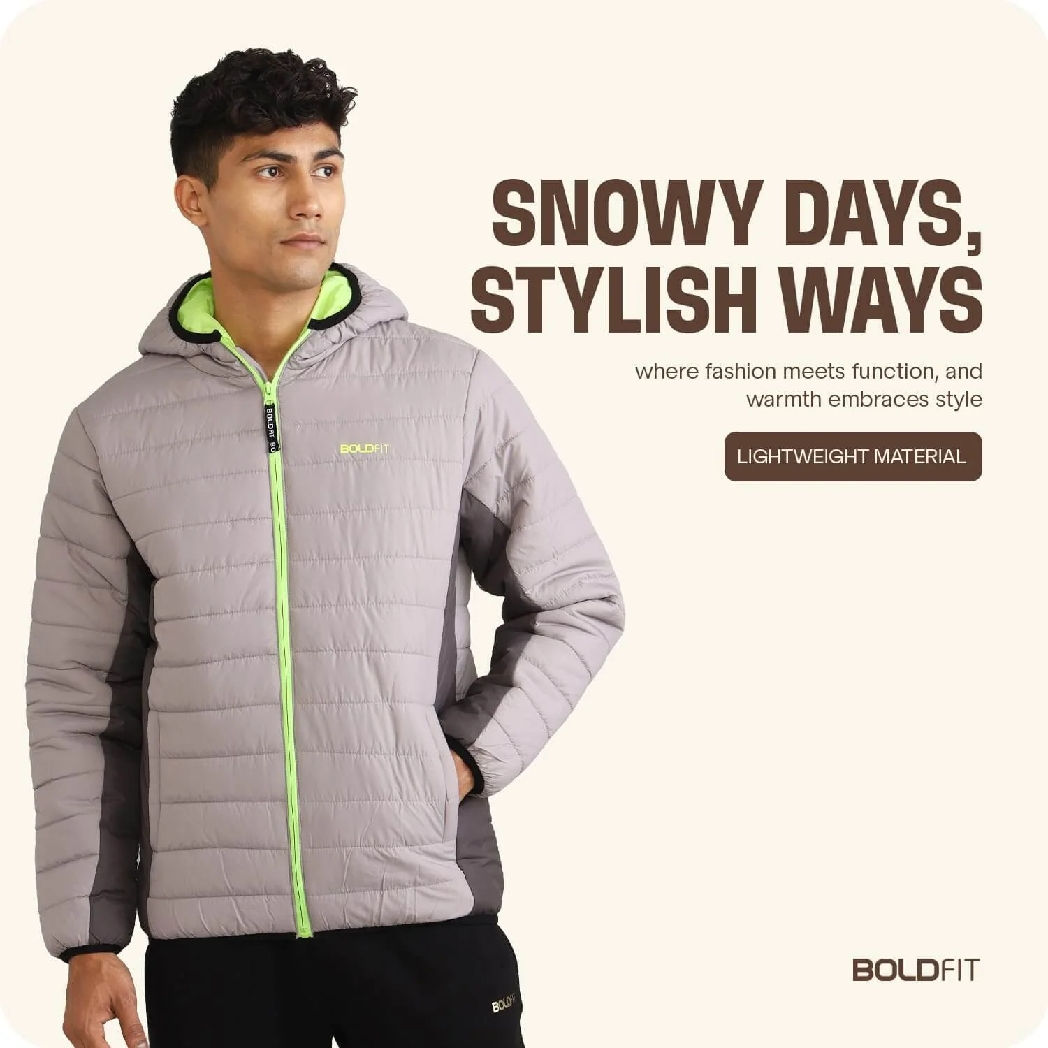Mens Winter Bomber Jacket - Charcoal Grey - Image 2