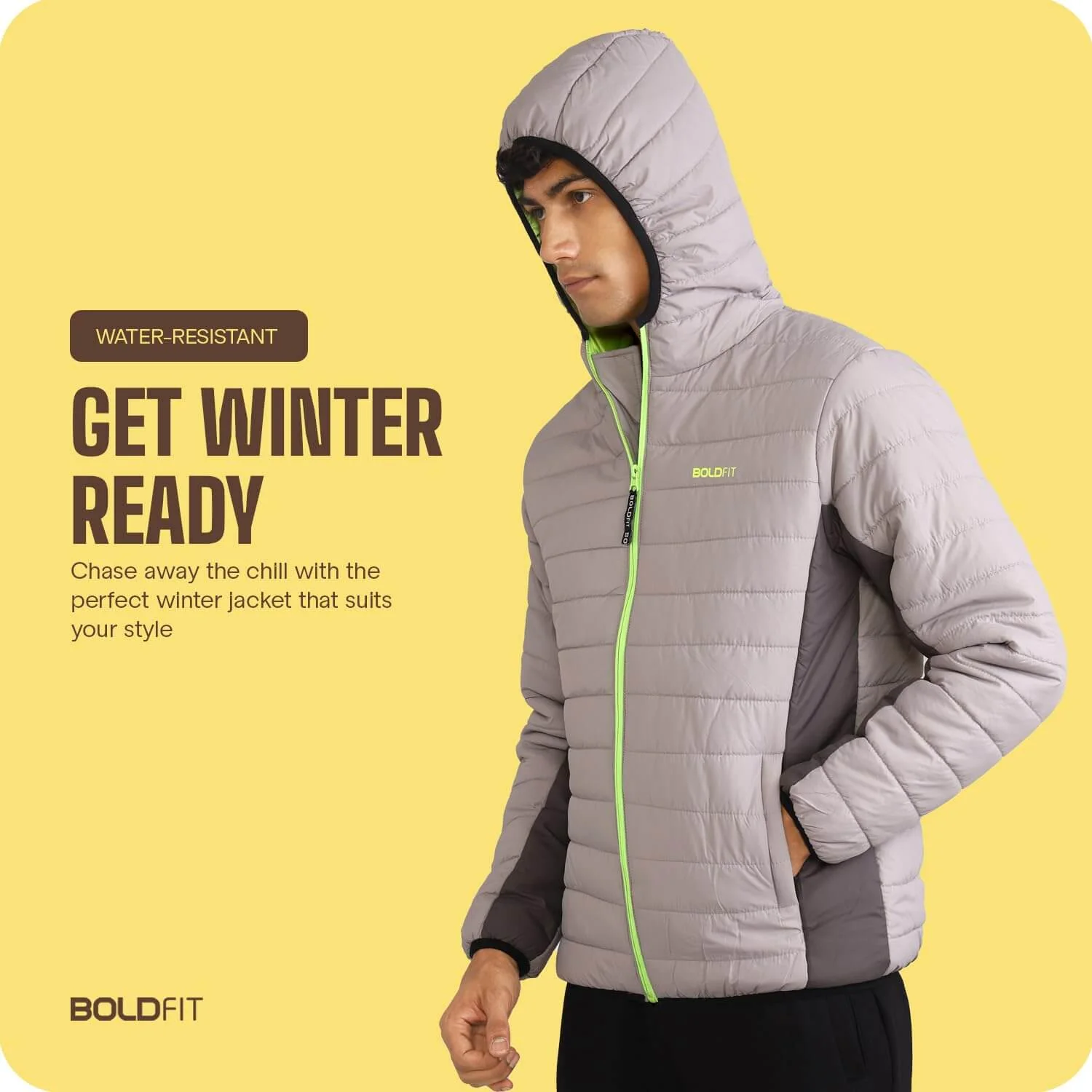 Mens Winter Bomber Jacket - Charcoal Grey - Image 3