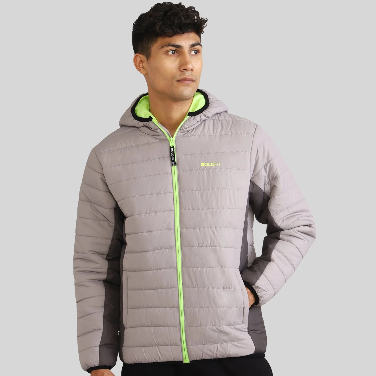 Mens Winter Bomber Jacket - Charcoal Grey - Image 7