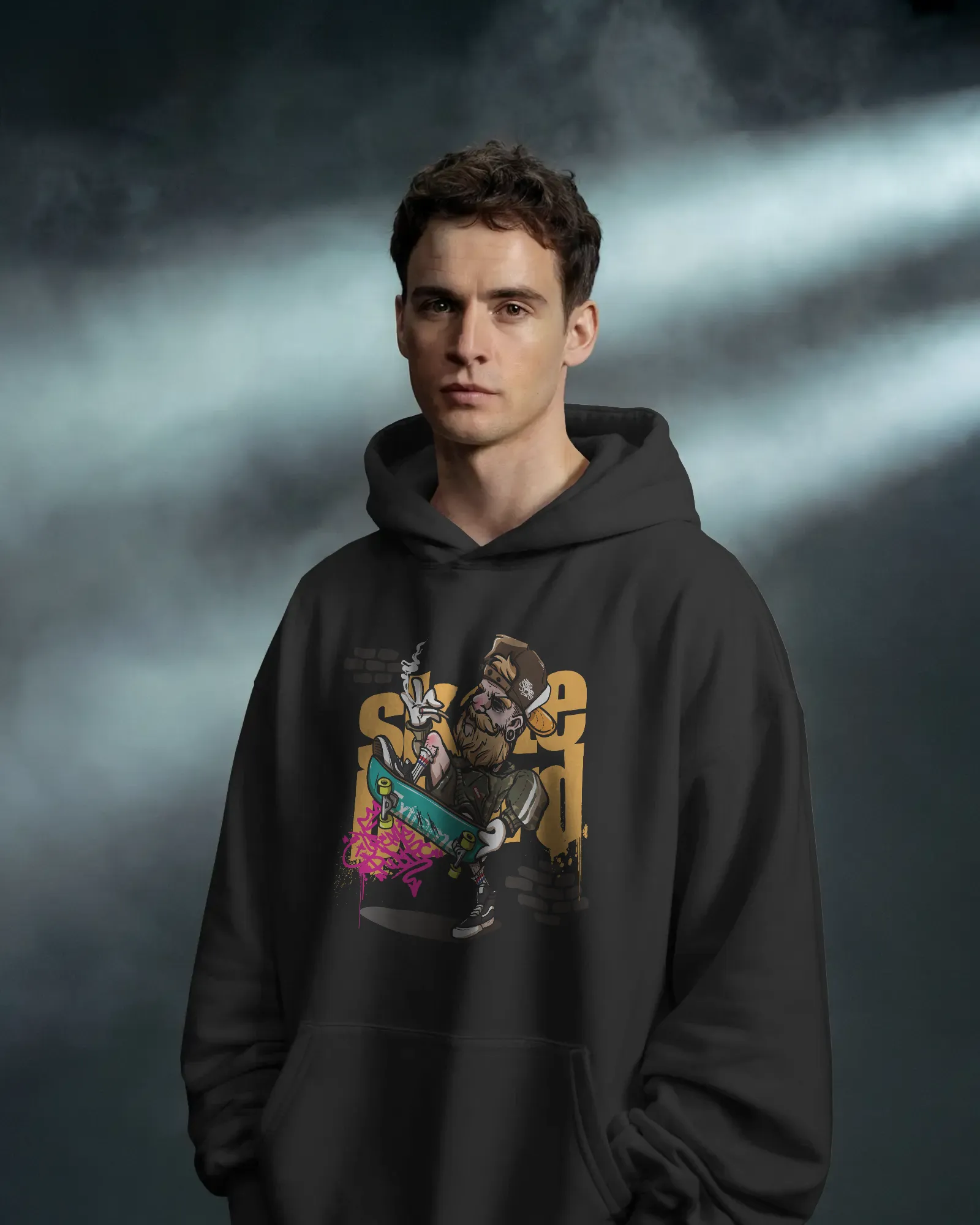 Mercury X “Skate Squad” 300 GSM Heavy Fleece Hoodie – Urban Graphic Statement Wear - Image 3
