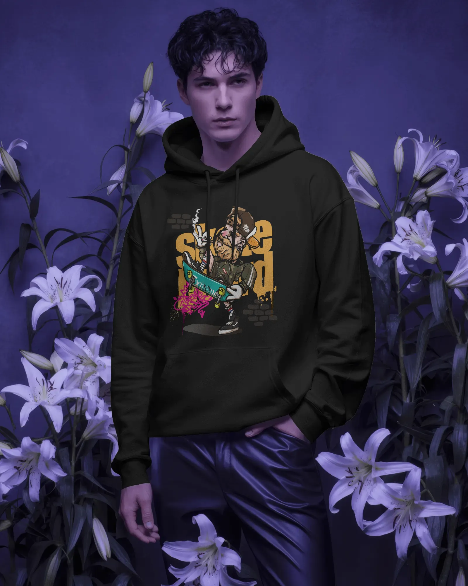 Mercury X “Skate Squad” 300 GSM Heavy Fleece Hoodie – Urban Graphic Statement Wear - Image 4