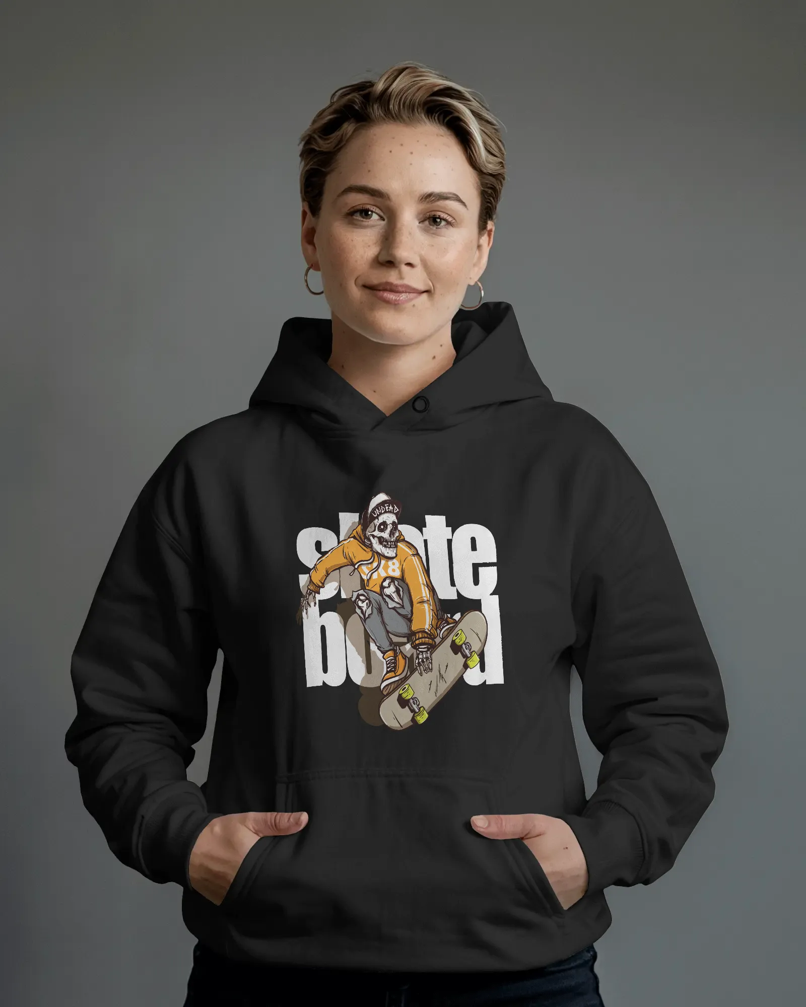 Mercury X “Skull Skateboard” 300 GSM Premium Fleece Hoodie – High-Impact Urban Streetwear Module - Image 2