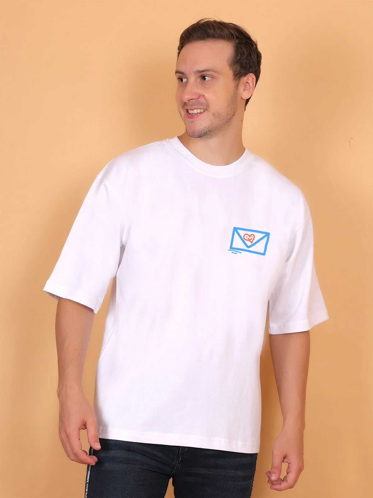 Message Doodle White Oversize T-Shirt