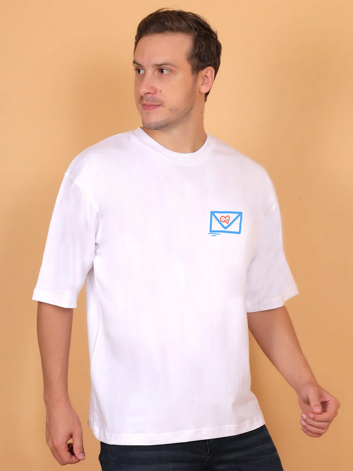 Message Doodle White Oversize T-Shirt - Image 4