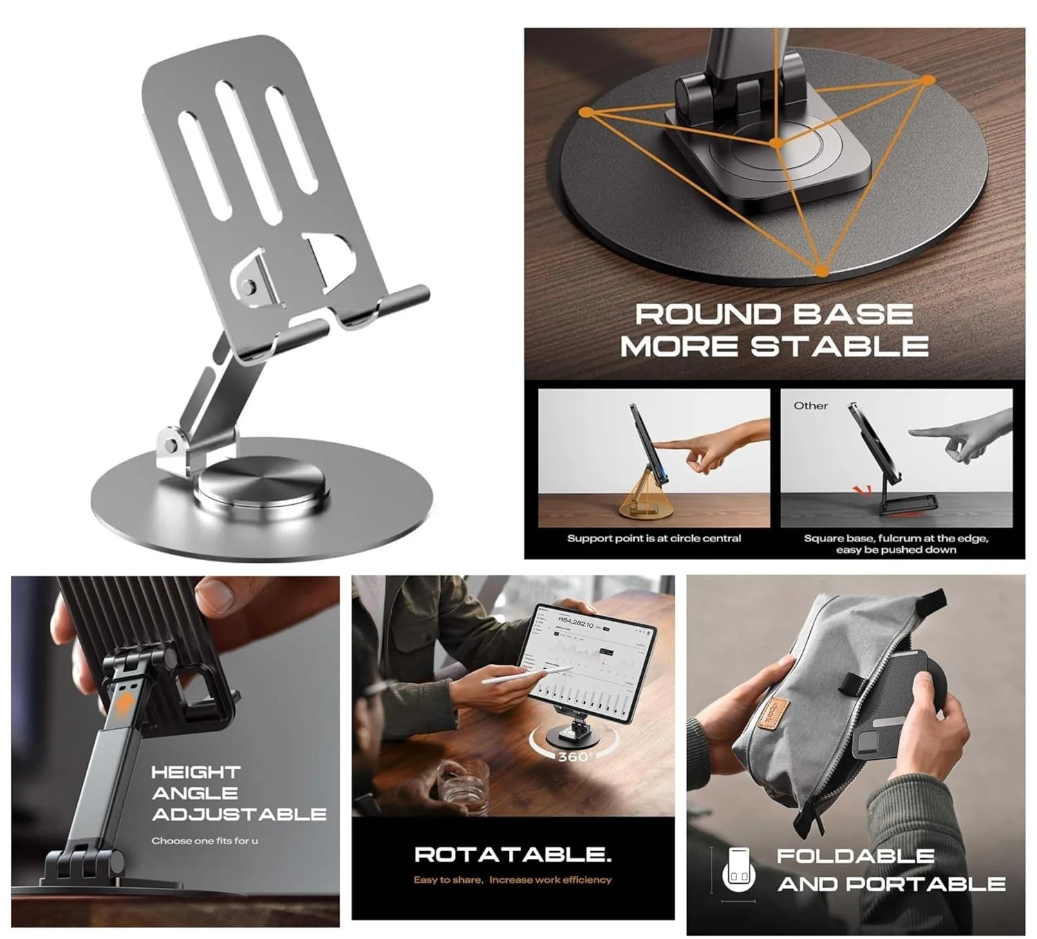 Metal 360 Rotatable Phone Stand With Anti Slip Holder - Flexo - Image 2