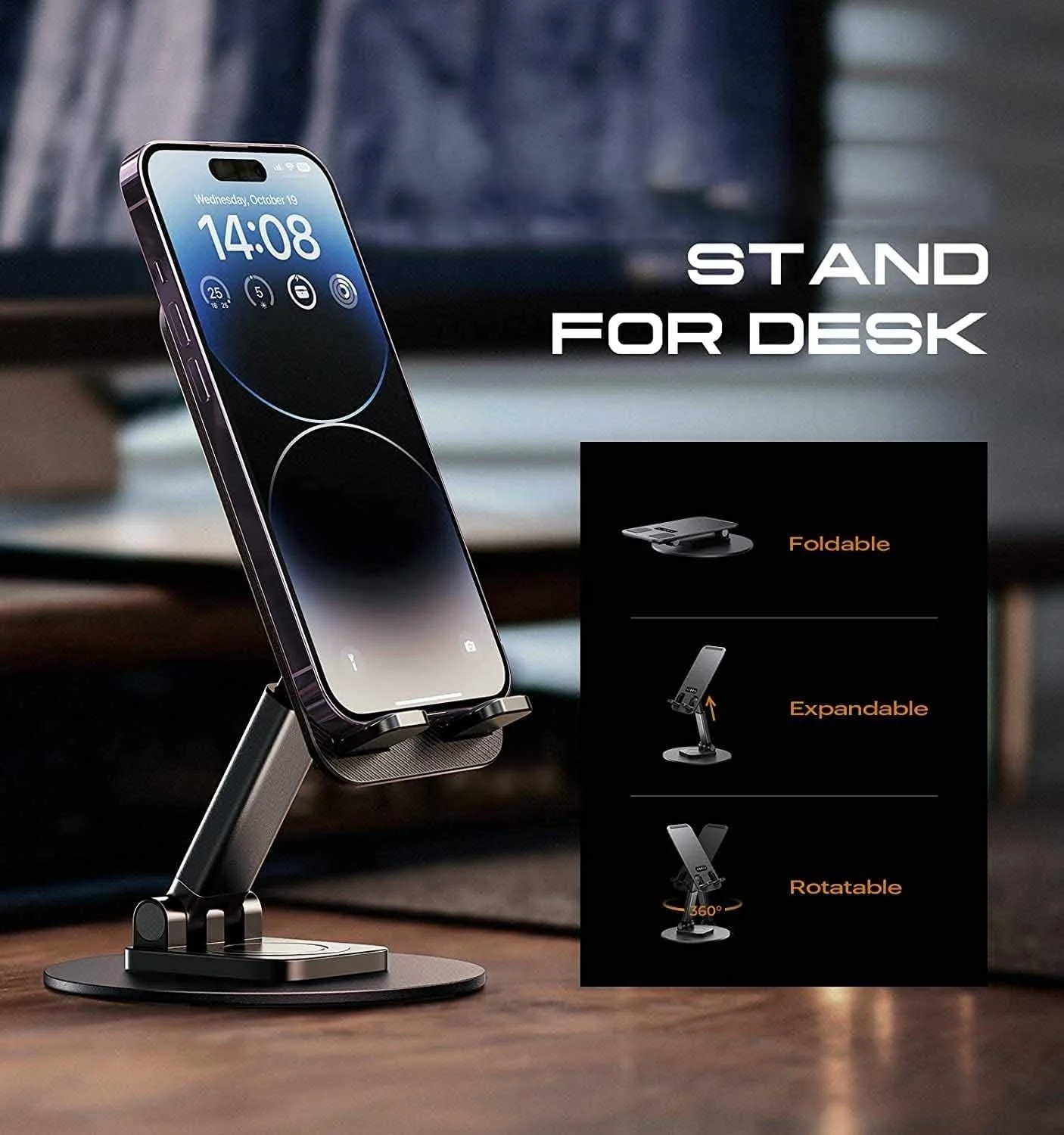 Metal 360 Rotatable Phone Stand With Anti Slip Holder - Flexo - Image 3