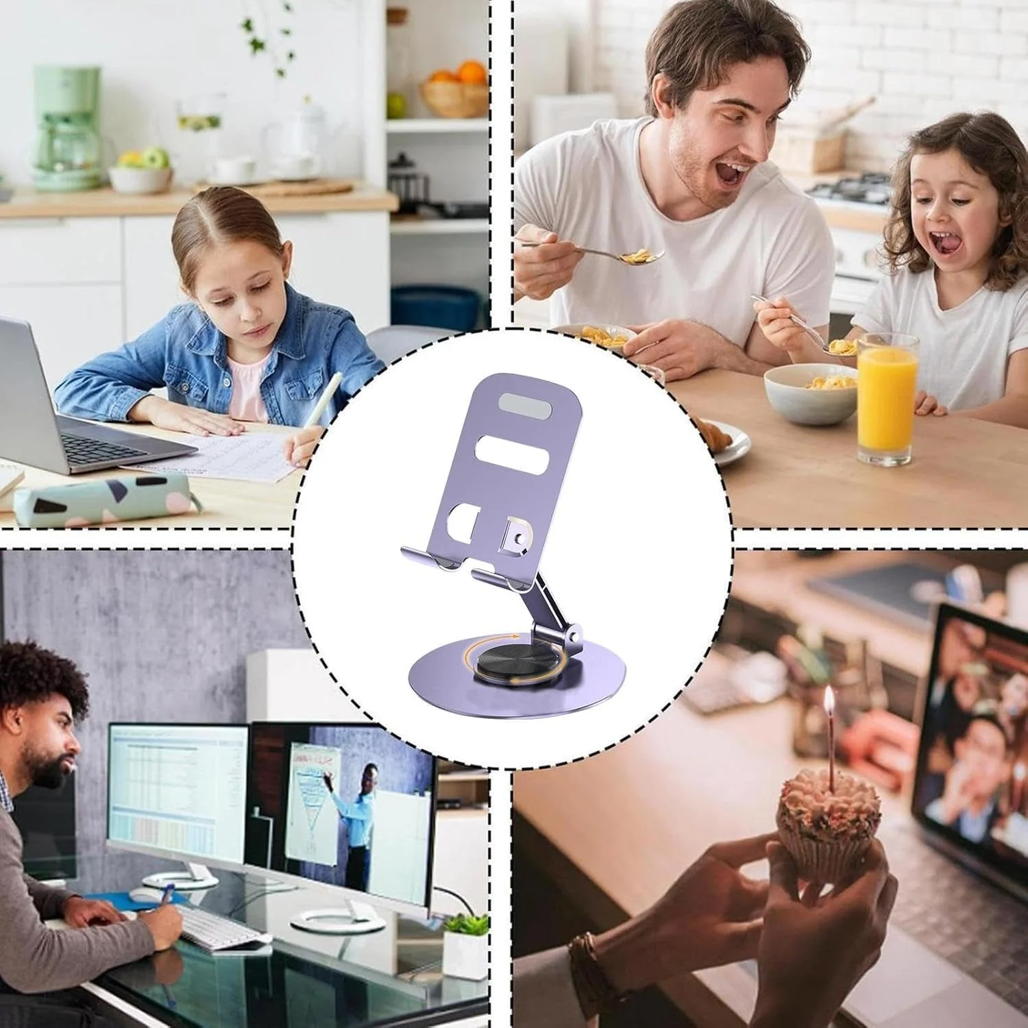 Metal 360 Rotatable Phone Stand With Anti Slip Holder - Flexo - Image 4