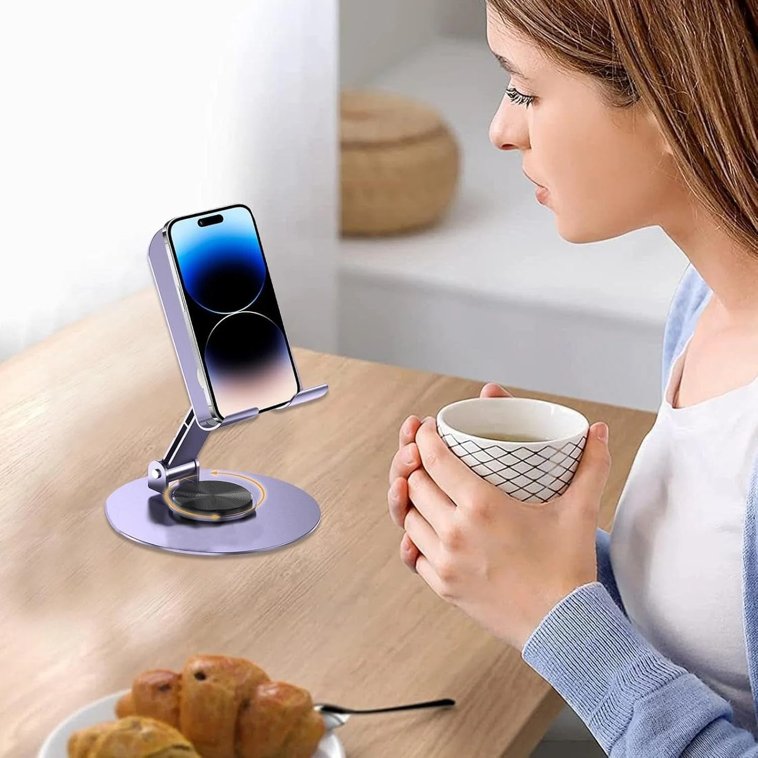 Metal 360 Rotatable Phone Stand With Anti Slip Holder - Flexo - Image 6