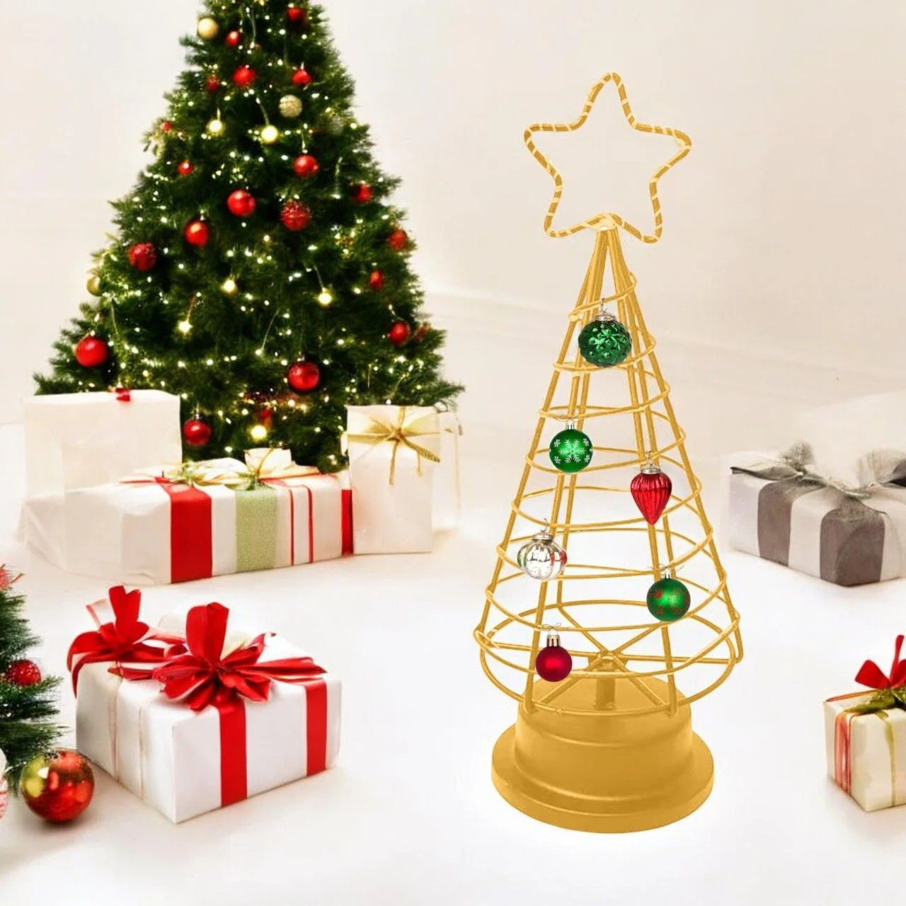 Metal Decorative Christmas Tree – Tabletop Ornament Display - Image 3