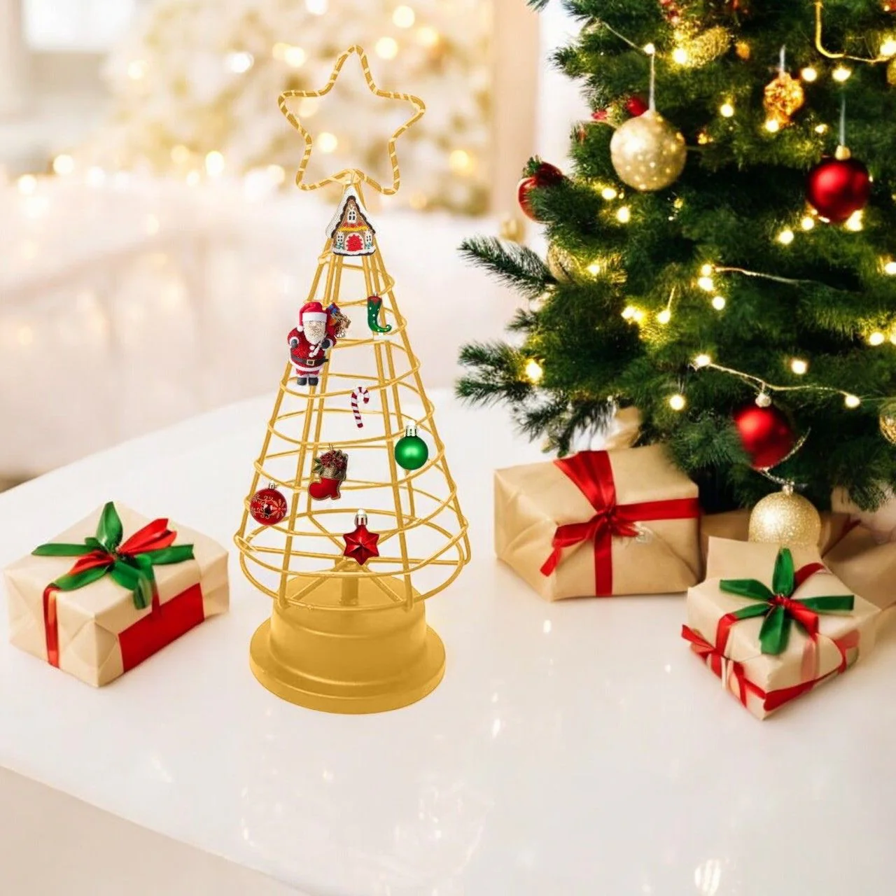Metal Decorative Christmas Tree – Tabletop Ornament Display - Image 4