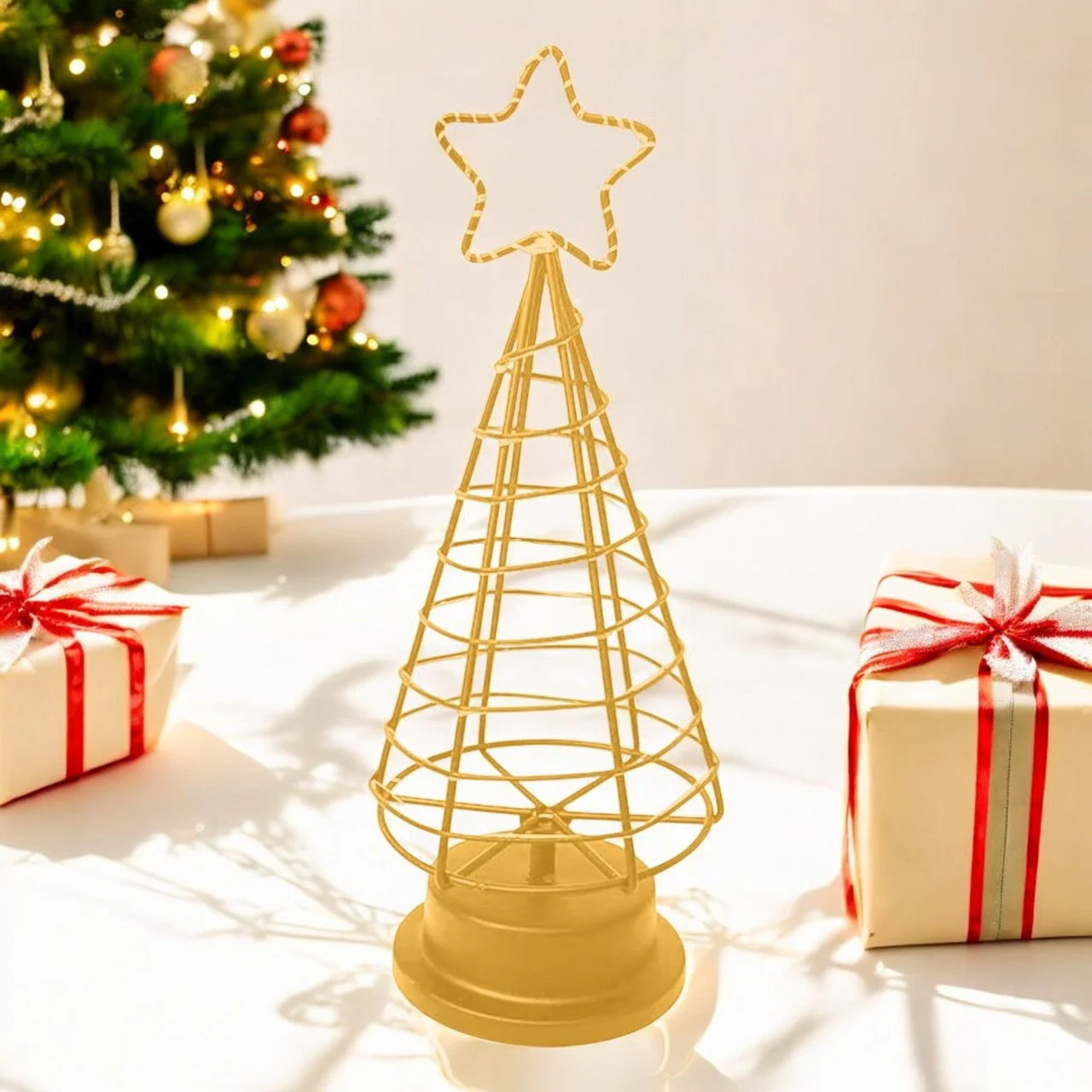 Metal Decorative Christmas Tree – Tabletop Ornament Display