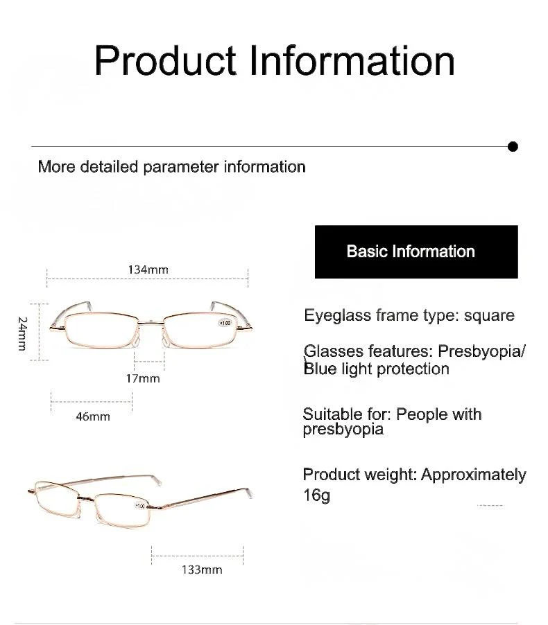Metal Foldable Golden One Power Zoom Reading Glasses(MFRG2) - Image 9