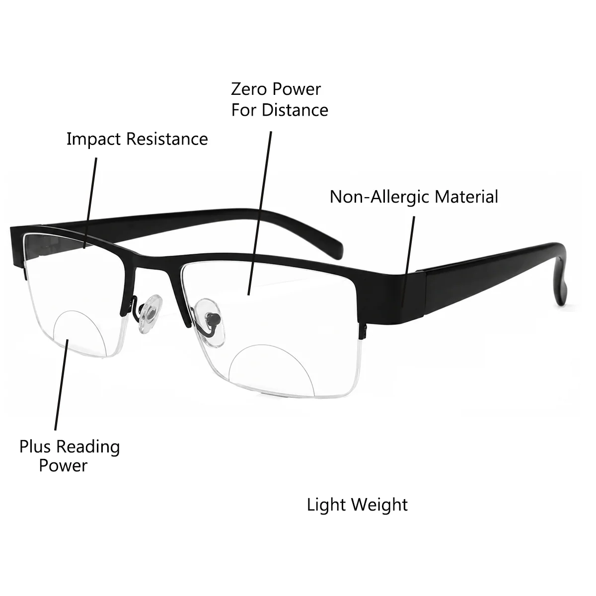Metal Supra Bifocal Frame Flexible Intelligent Zoom Reading Glasses -2MHf01 - Image 8
