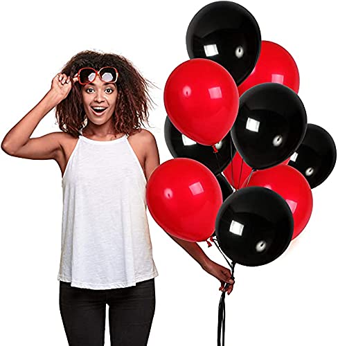 Metallic Shining Latex Balloons Red & Black Color(Pack of 50) - Image 2