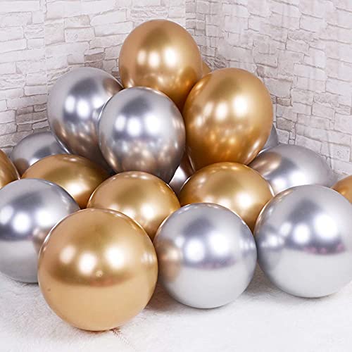 Metallic Shining Latex Balloons Silver & Gold Color(Pack of 50) - Image 2
