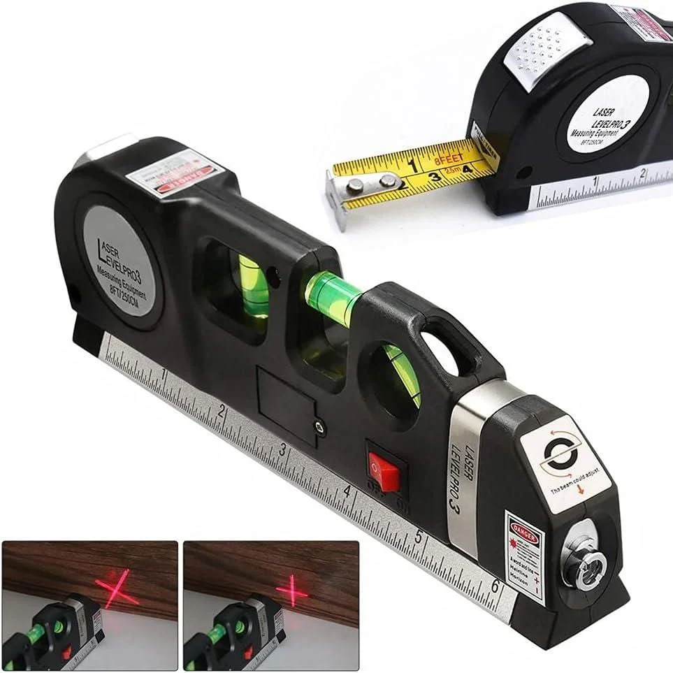Metrix: 4-in-1 Multipurpose Laser Spirit Level with 8ft Measuring Tape, Built-in Bubble Level, Metric & Imperial Ruler for Picture Hanging & DIY Projects - Image 9
