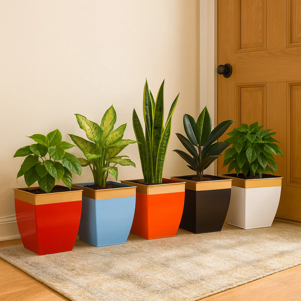 Midland 12” Multicolor Metal Planter Set of 5