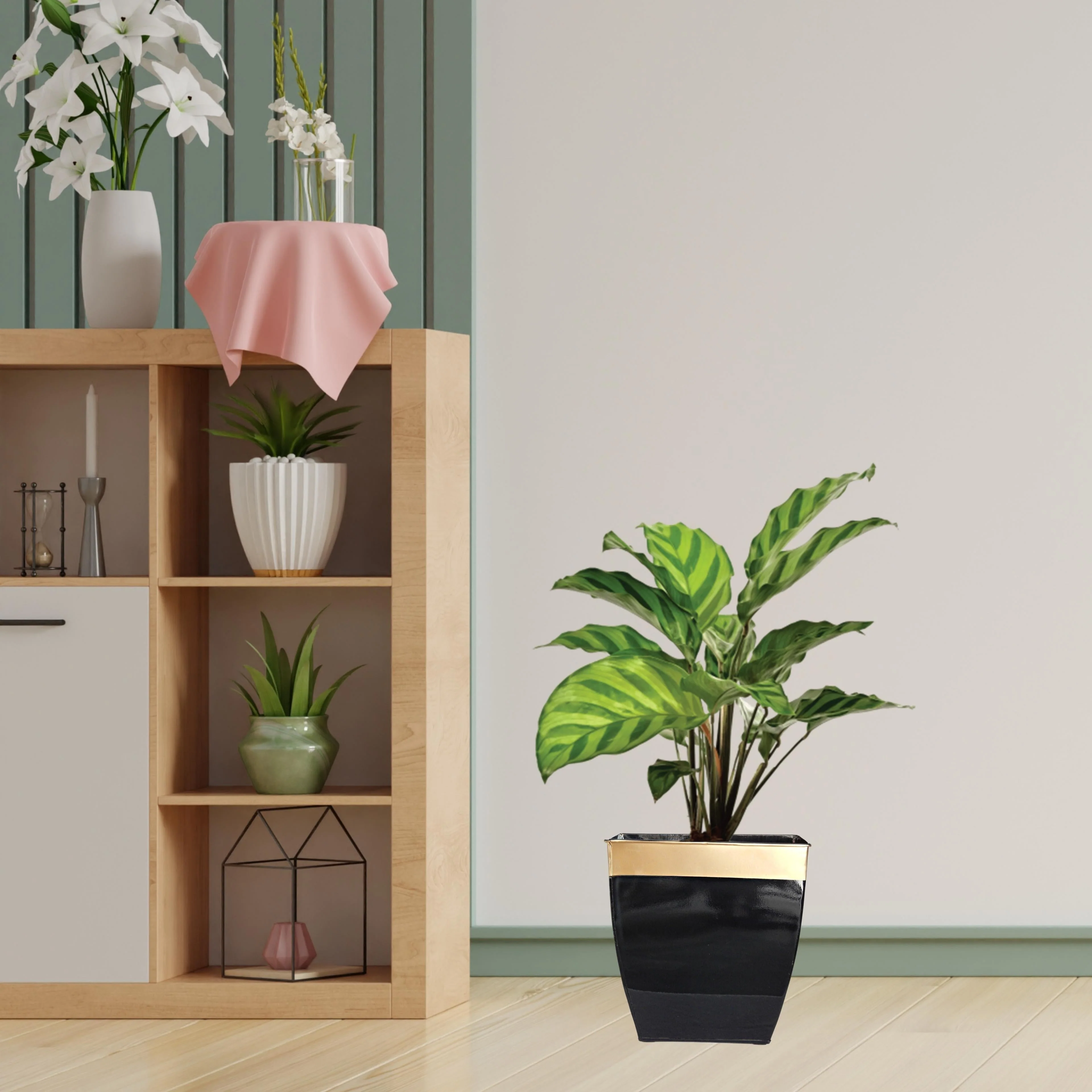 Midland 8” Metal Planter – Tapered Square | Black - Image 6