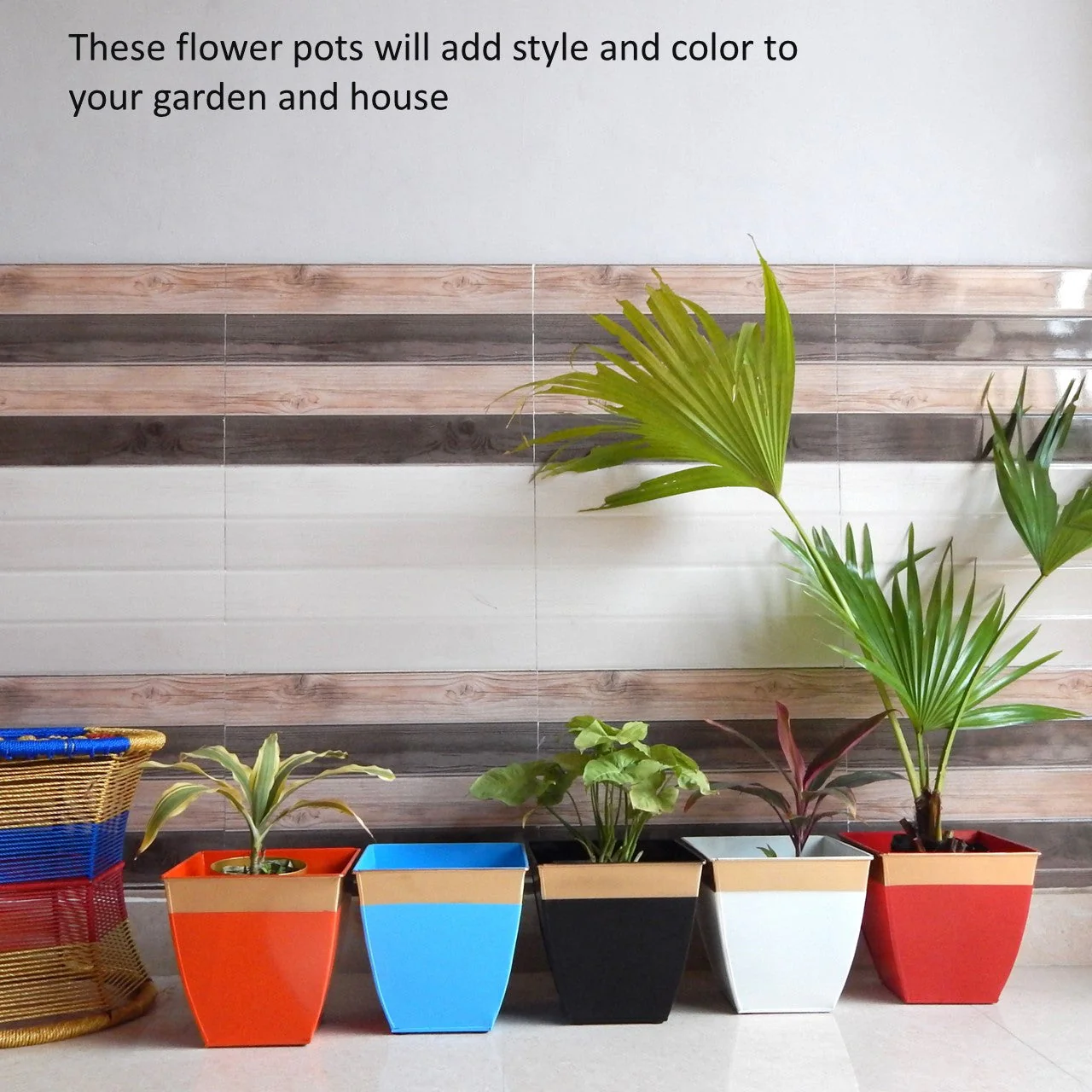Midland 8” Metal Planter – Tapered Square | White - Image 5