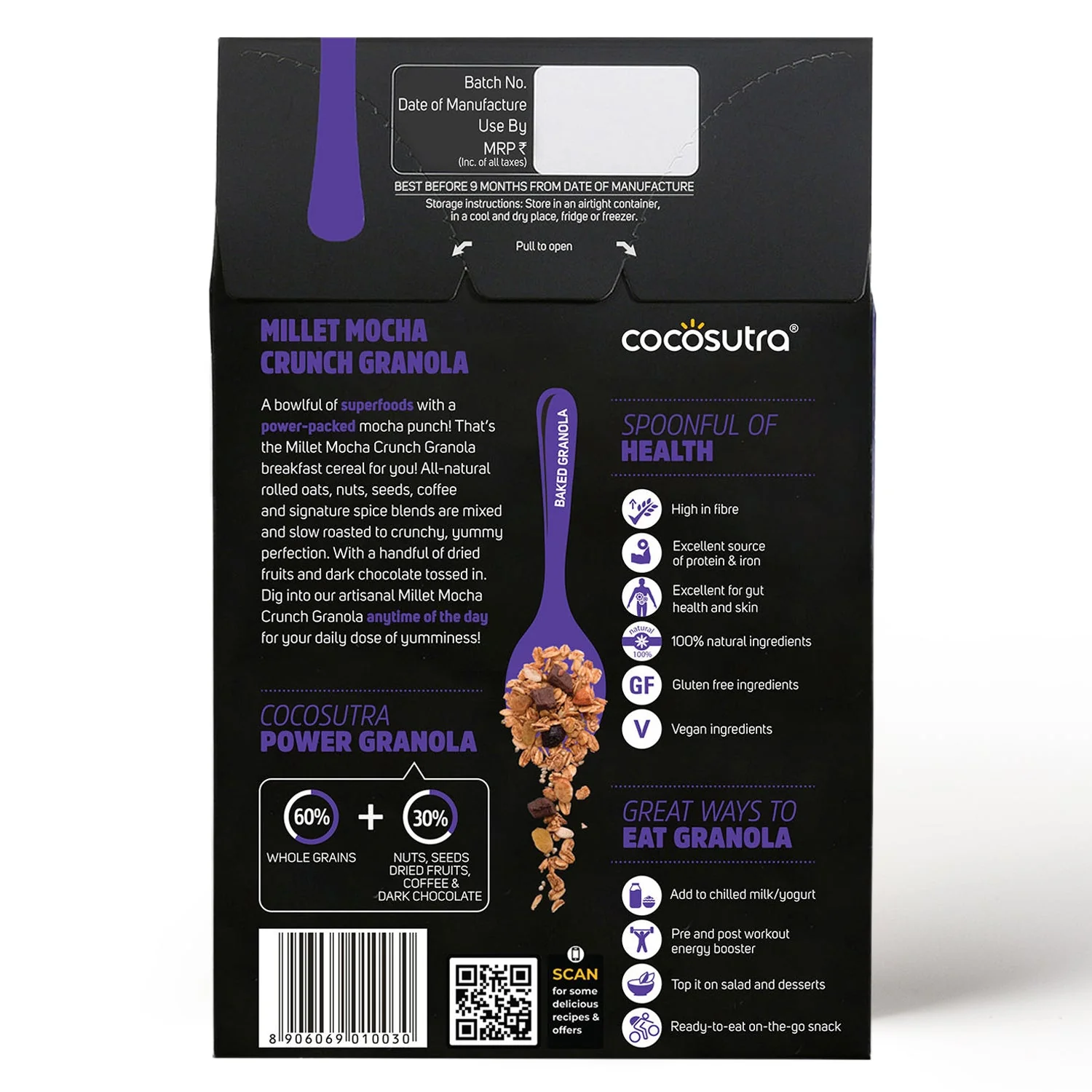 Millet Mocha Crunch Breakfast Granola – Coffee & Chocolate Blend | 300 g - Image 2