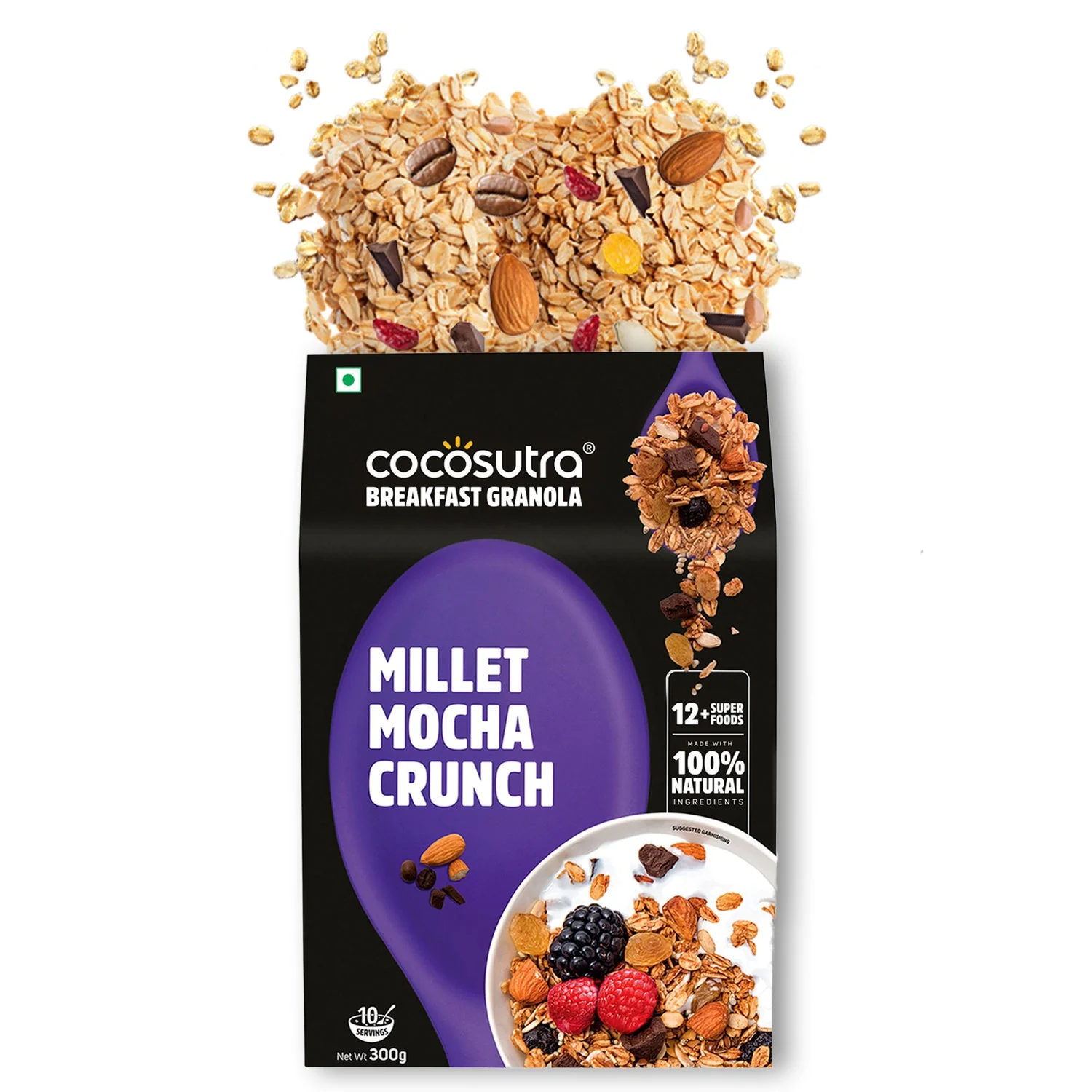 Millet Mocha Crunch Breakfast Granola – Coffee & Chocolate Blend | 300 g - Image 6