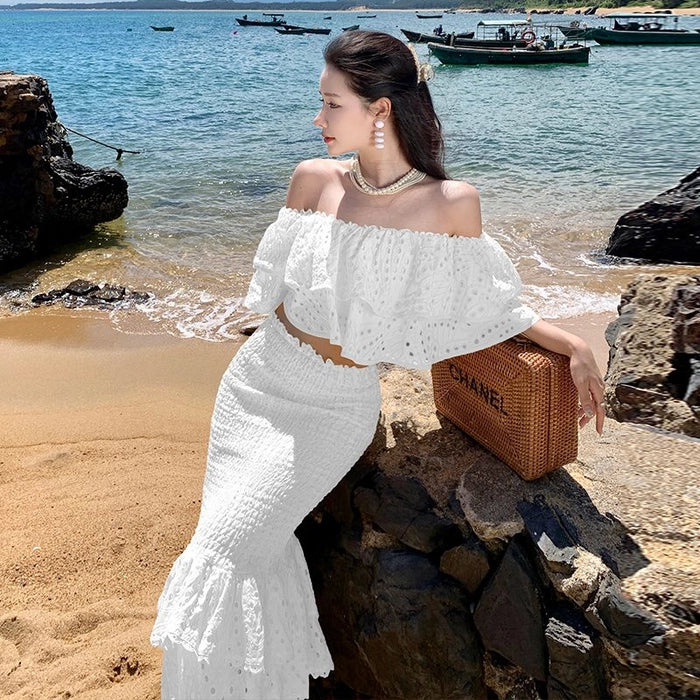 Mimi Eyelet Mermaid CoOrd Skirt Set - Image 3