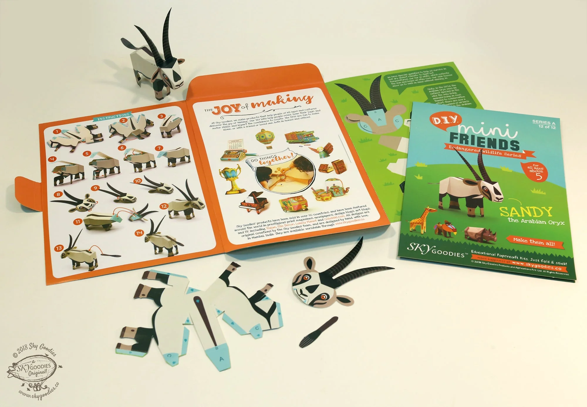 Mini Arabian Oryx DIY Animal Paper Craft Kit - Image 4