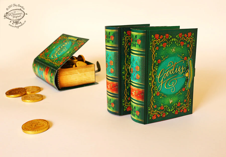 Mini Book Box: Green Design - DIY Paper Craft Kit - Image 4