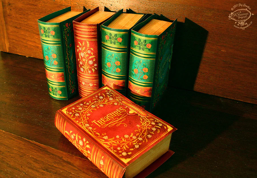 Mini Book Box: Red Design - DIY Paper Craft Kit - Image 5