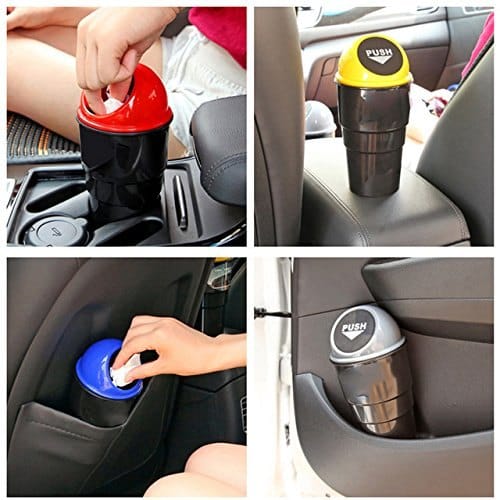 Mini Car Dustbin with Push Lid-Assorted Colors - Image 2
