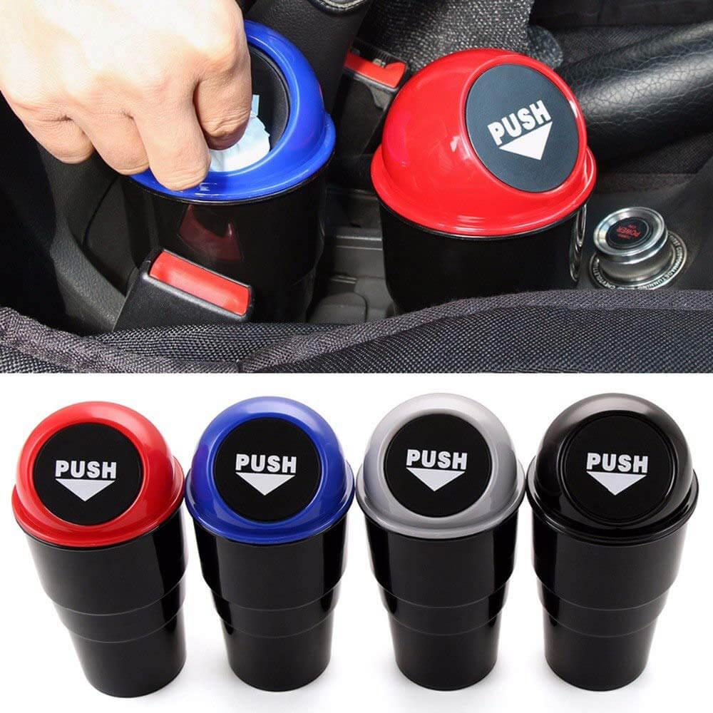 Mini Car Dustbin with Push Lid-Assorted Colors - Image 3