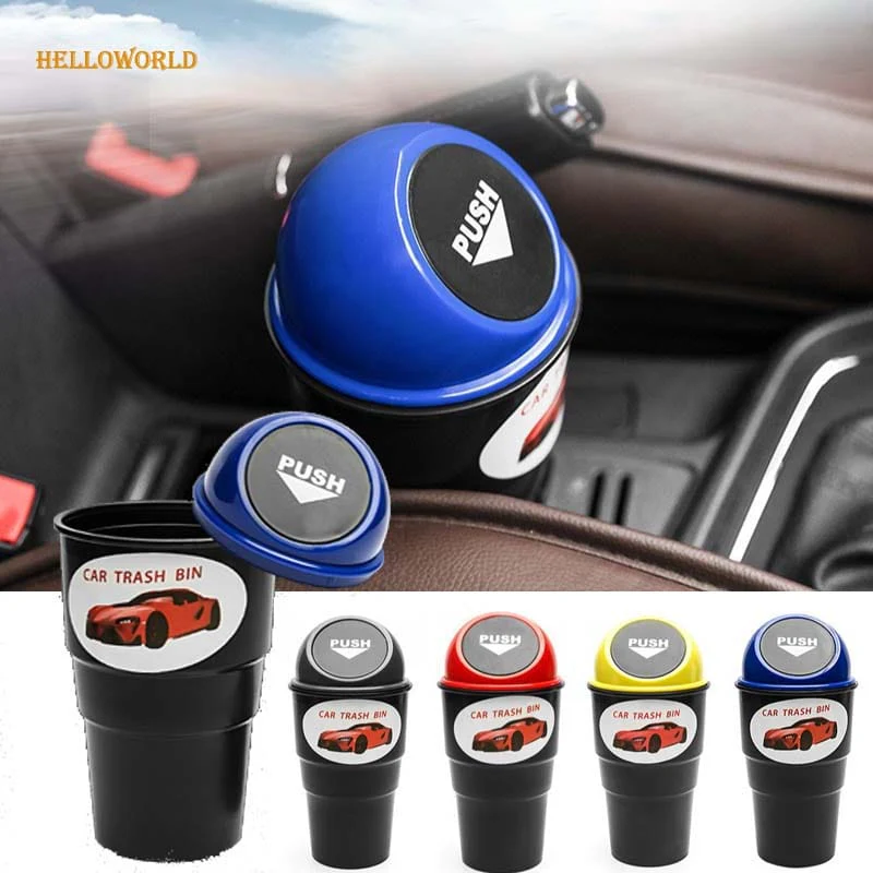 Mini Car Dustbin with Push Lid-Assorted Colors - Image 5