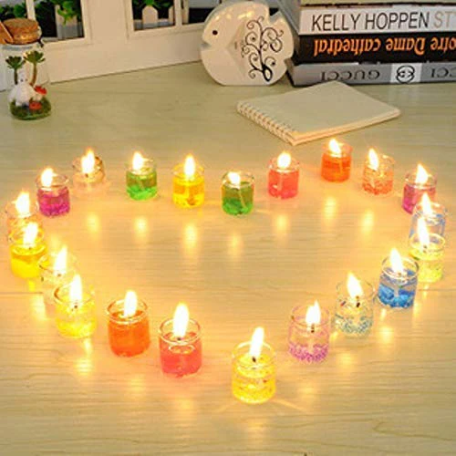 Mini Gel Wax glass Jelly Candle Set Of Mixed Color (Pack of 12) - Image 2