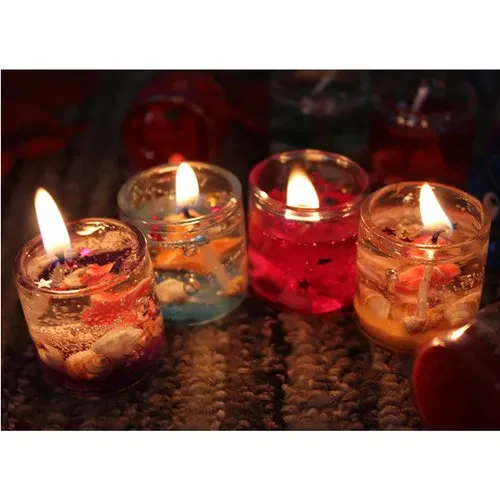 Mini Gel Wax glass Jelly Candle Set Of Mixed Color (Pack of 12) - Image 3