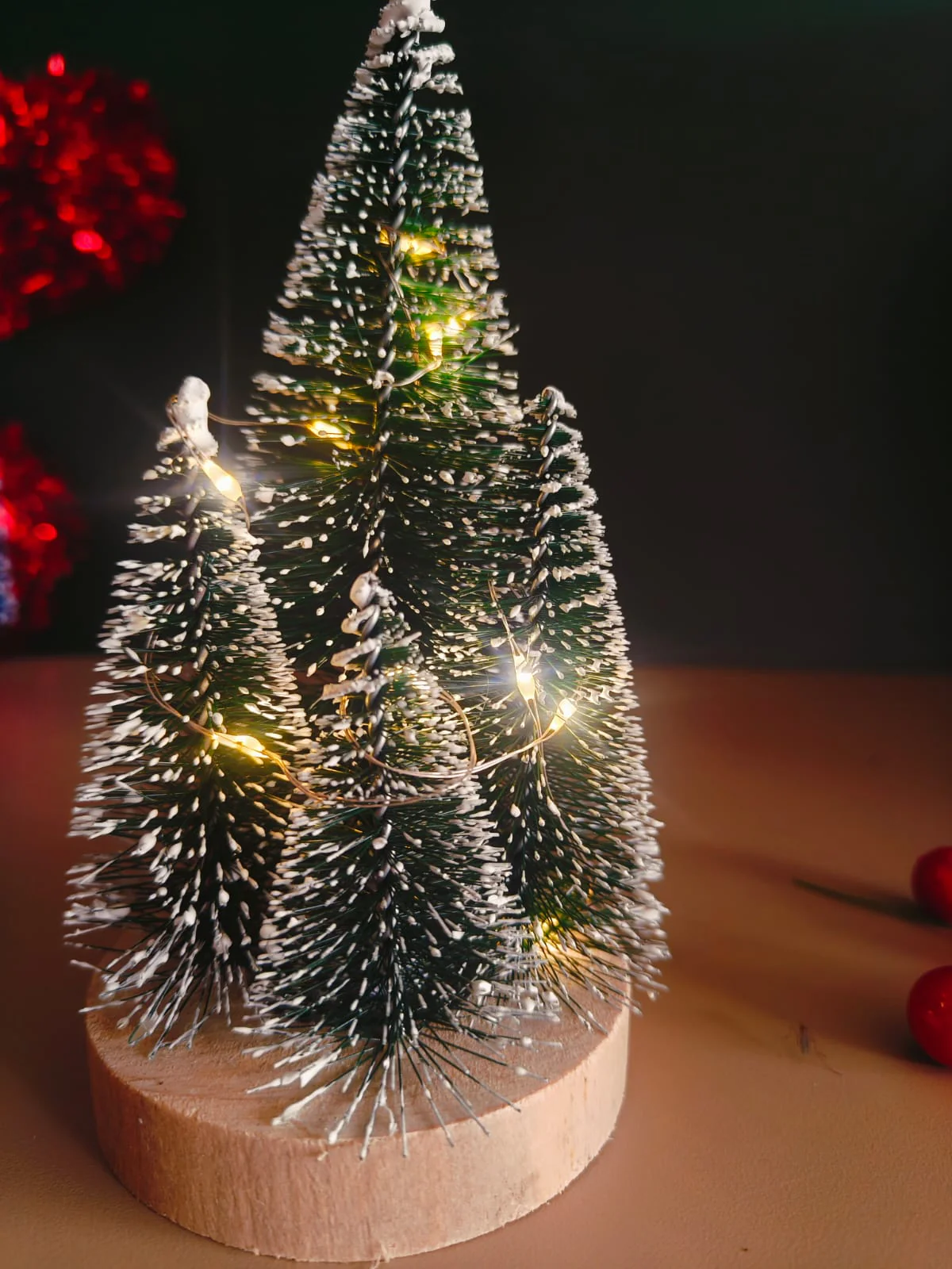 Mini LED Christmas Tree with Artificial Snow Flocked (15 cm) - Image 6