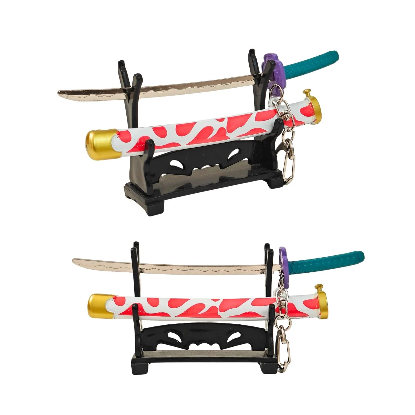 Mini Metal Katana Keychain (not sharp, 15 cm) | Button open (katana stand not included) - Image 9