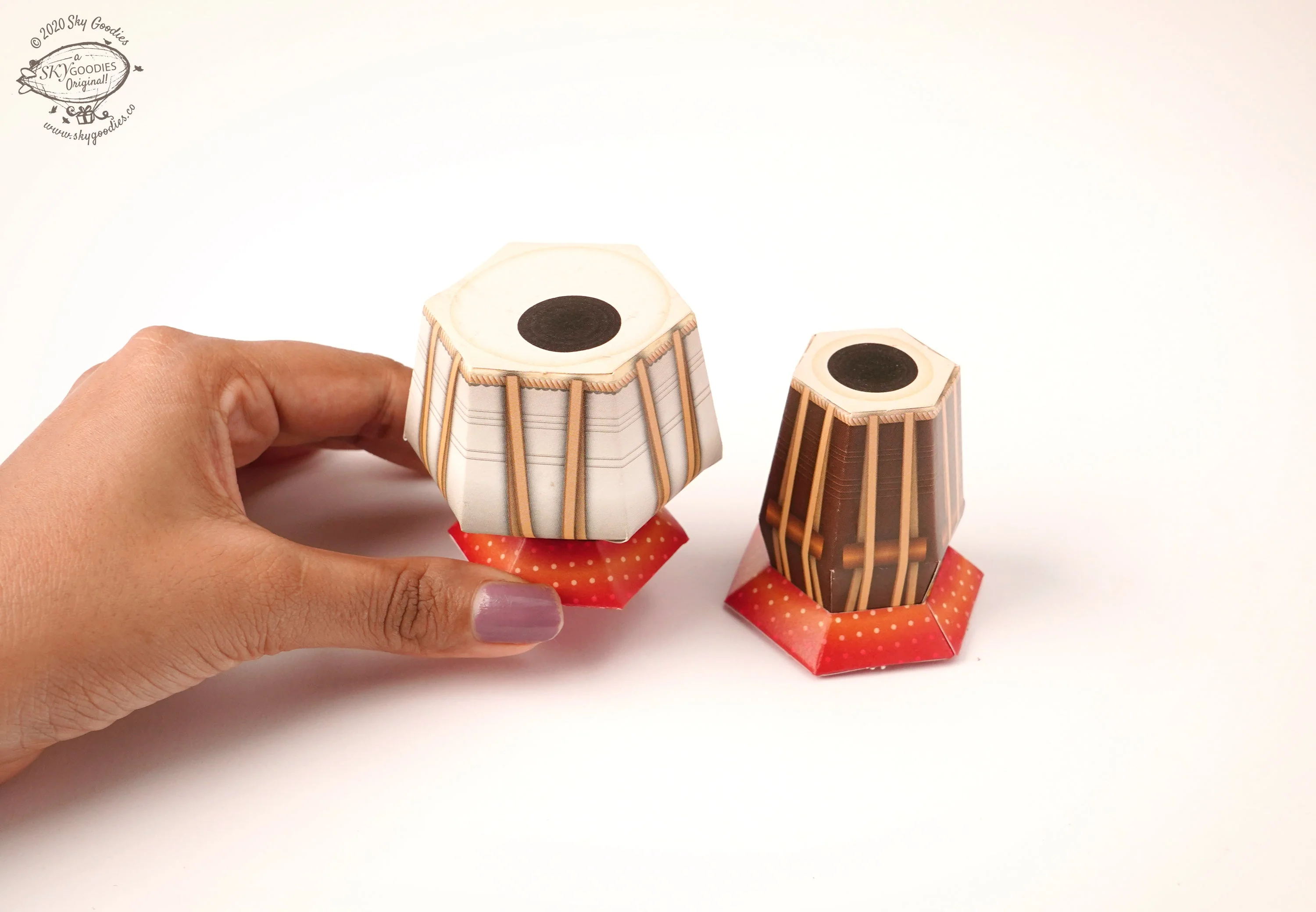 Mini Tabla Indian Musical Instrument DIY Paper Craft Kit - Image 3