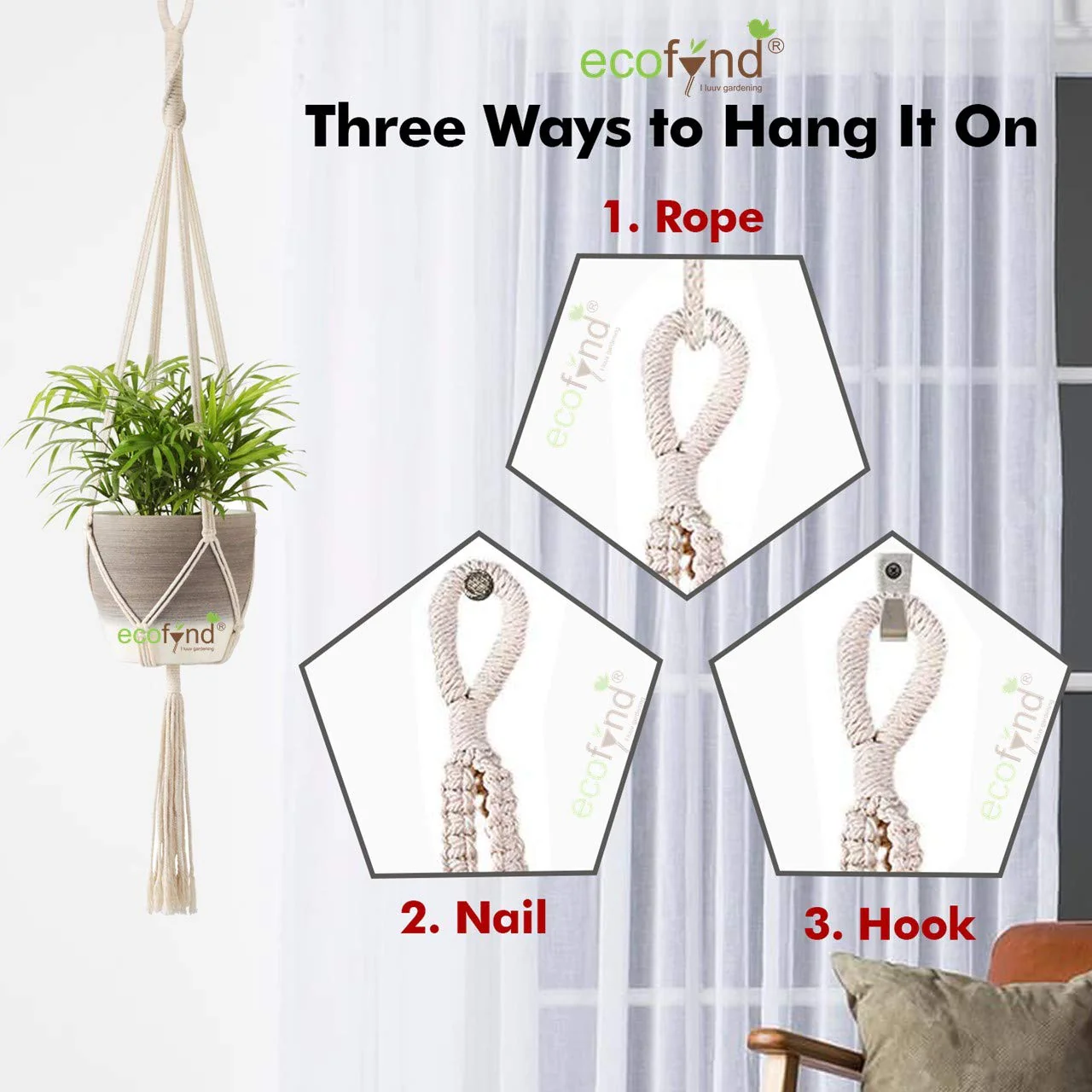 Minimalist Macrame Plant Hanger (Set of 5) - Image 5