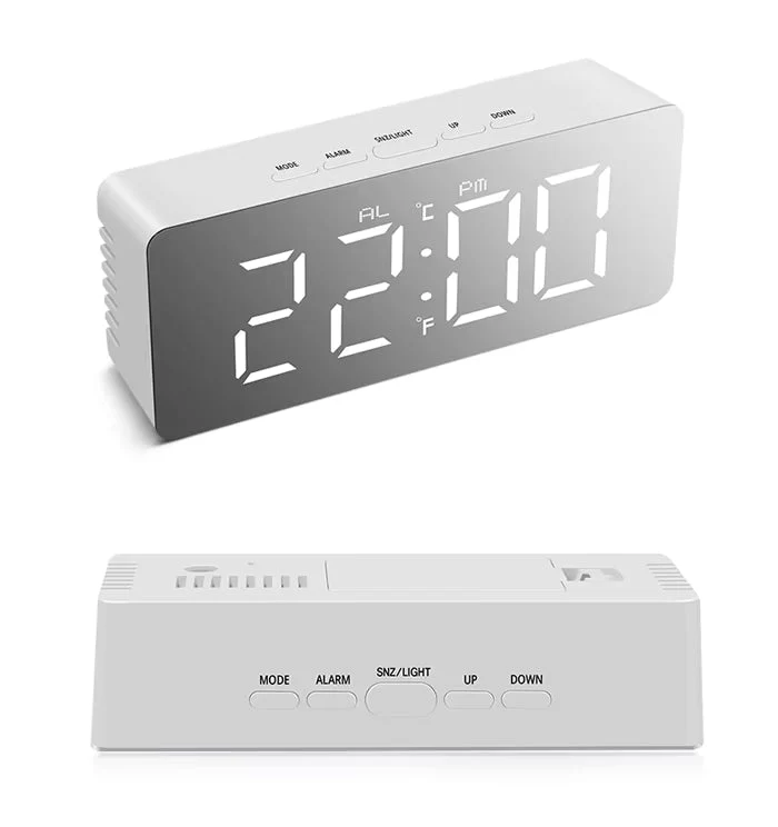 Mirror Digital Alarm Clock For Office Desk, Bedroom Bedside Clock, Makeup Mirror 1pc - Image 4